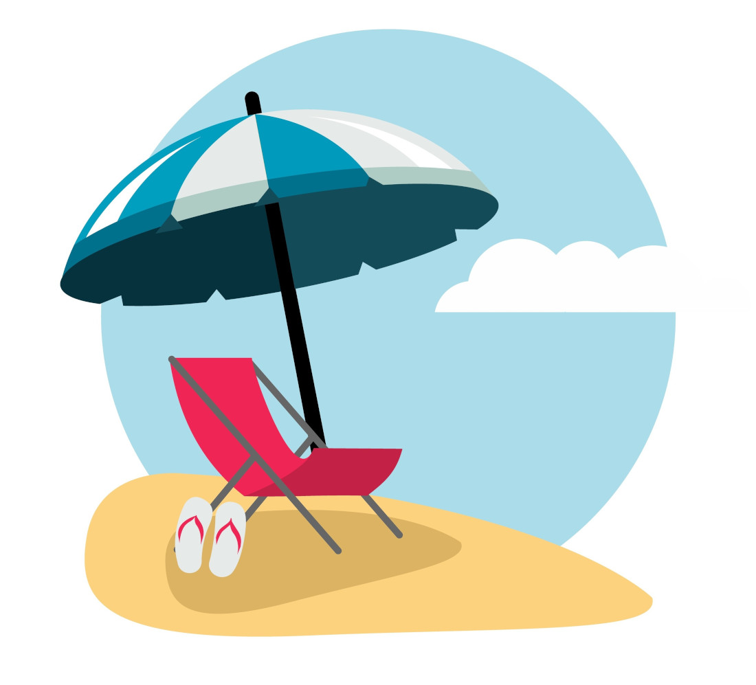 Icon Liegestuhl mit Sonnenschirm