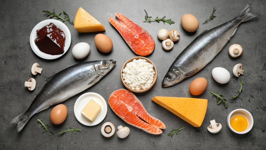 Vitaminhaltige Lebensmittel Fisch Ei Käse Pilze