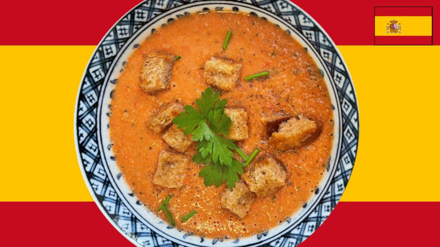 Gazpacho auf spanischer Flagge