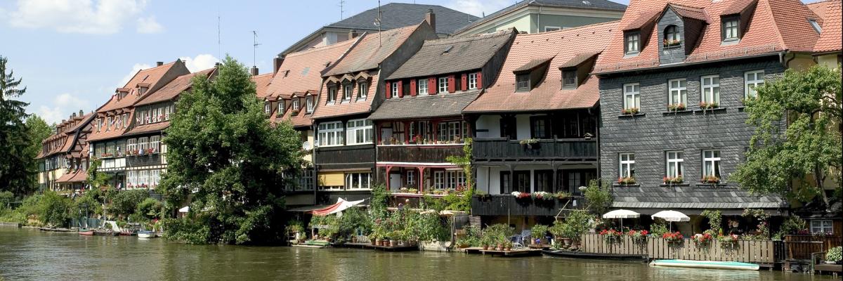 Blick auf die ehemalige Fischersiedlung "Klein-Venedig" in Bamberg