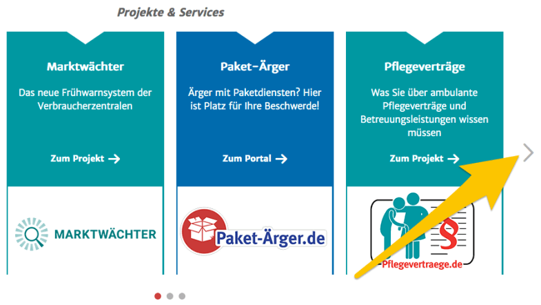 Screenshot des neuen Portals