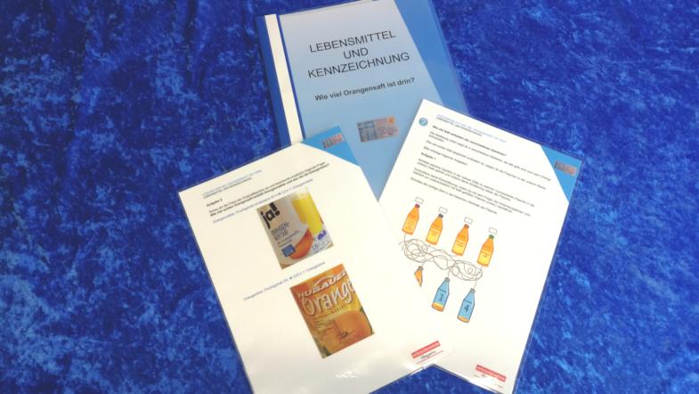 Übersicht über den Inhalt der blauen Mappe, Thema Orangensaft
